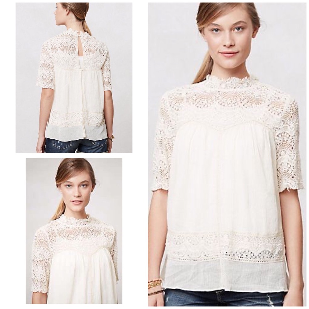 ❌SOLD❌ Anthropologie Cassis Peasant Top Lace XS